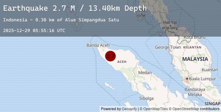 Map of Northern Sumatra, Indonesia