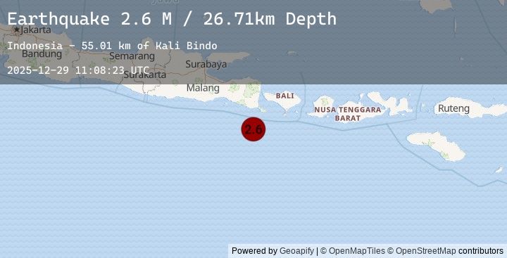 Map of South of Bali, Indonesia