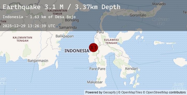 Map of Sulawesi, Indonesia