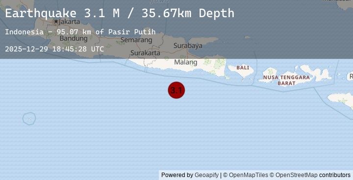 Map of South of Java, Indonesia
