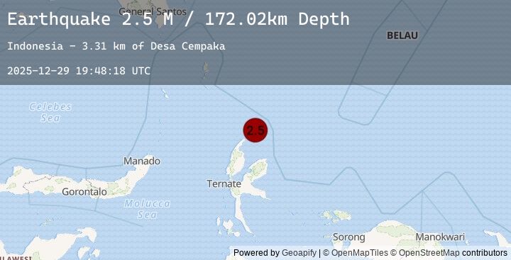 Map of Halmahera, Indonesia