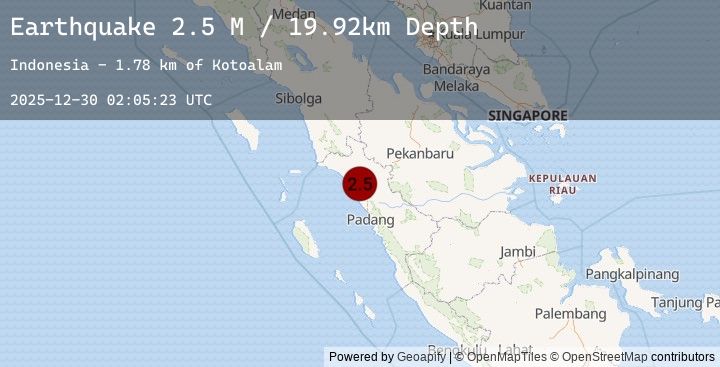 Map of Southern Sumatra, Indonesia