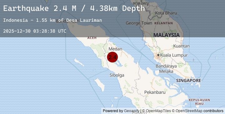 Map of Northern Sumatra, Indonesia