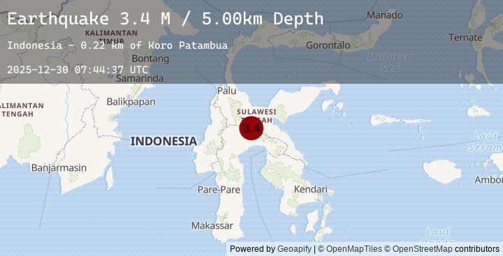 Map of Sulawesi, Indonesia