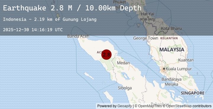 Map of Northern Sumatra, Indonesia