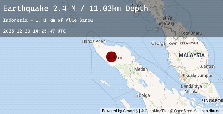 Map of Northern Sumatra, Indonesia