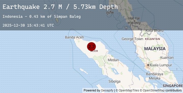 Map of Northern Sumatra, Indonesia