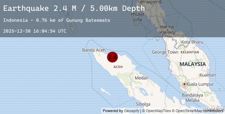 Map of Northern Sumatra, Indonesia
