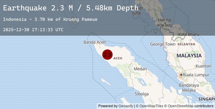 Map of Northern Sumatra, Indonesia