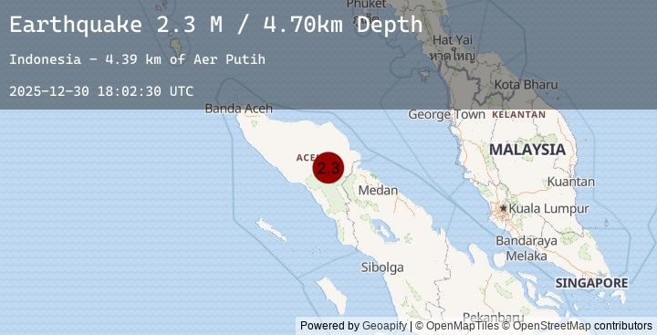 Map of Northern Sumatra, Indonesia