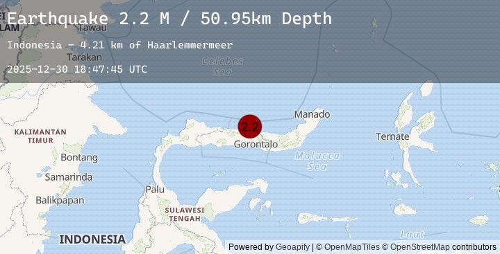 Map of Minahassa Peninsula, Sulawesi