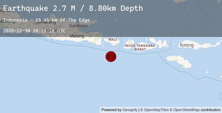 Map of South of Bali, Indonesia