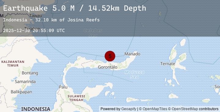 Map of Minahassa Peninsula, Sulawesi