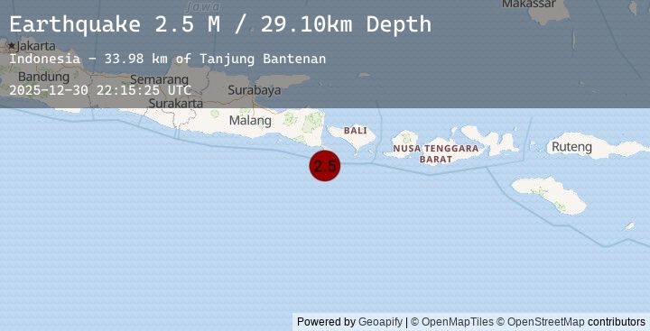 Map of South of Bali, Indonesia