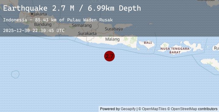 Map of South of Java, Indonesia