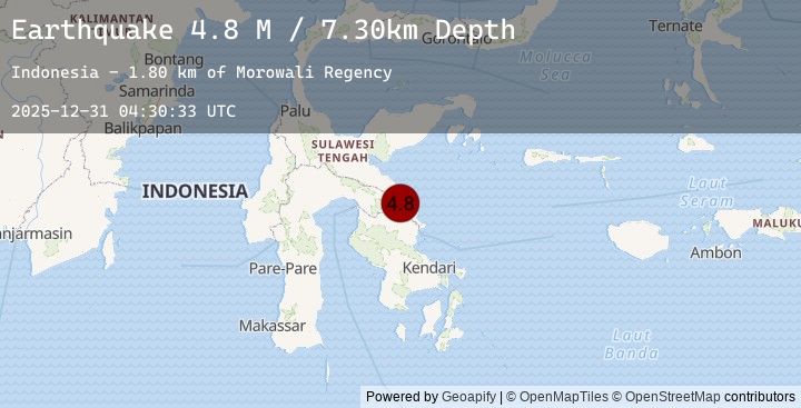 Map of Sulawesi, Indonesia