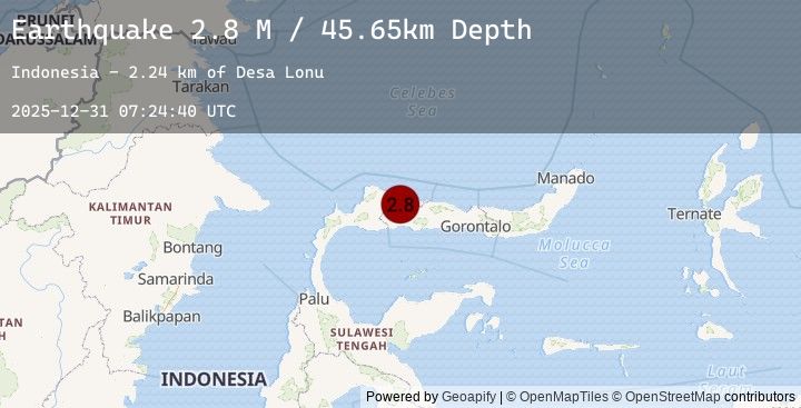 Map of Minahassa Peninsula, Sulawesi