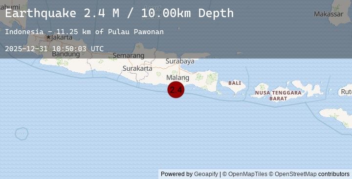 Map of South of Java, Indonesia