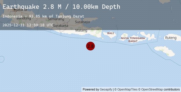 Map of South of Java, Indonesia