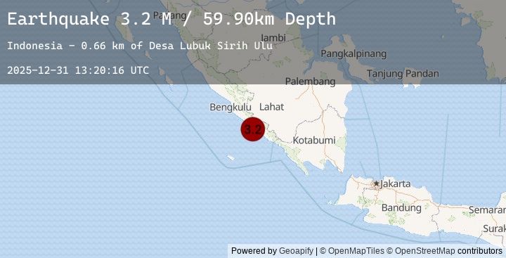 Map of Southern Sumatra, Indonesia