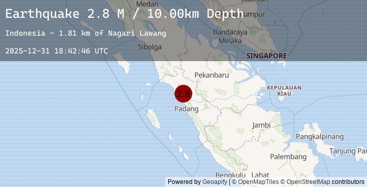 Map of Southern Sumatra, Indonesia