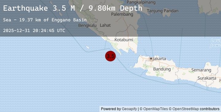 Map of Southern Sumatra, Indonesia