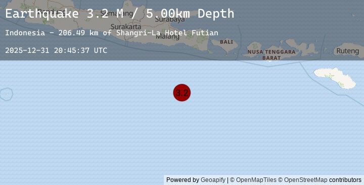 Map of South of Java, Indonesia
