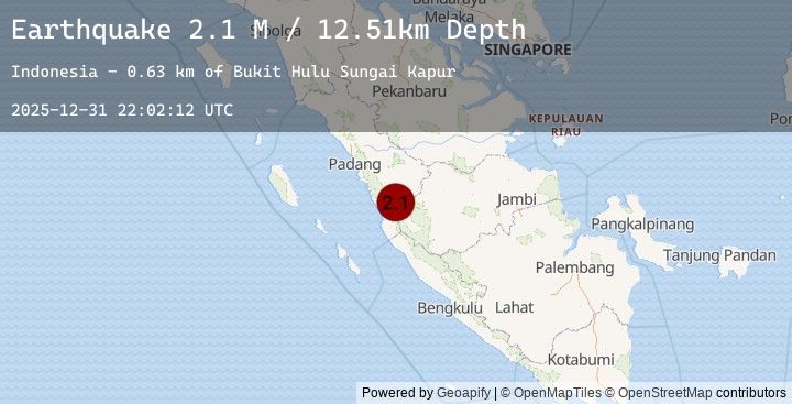 Map of Southern Sumatra, Indonesia
