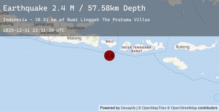 Map of South of Bali, Indonesia