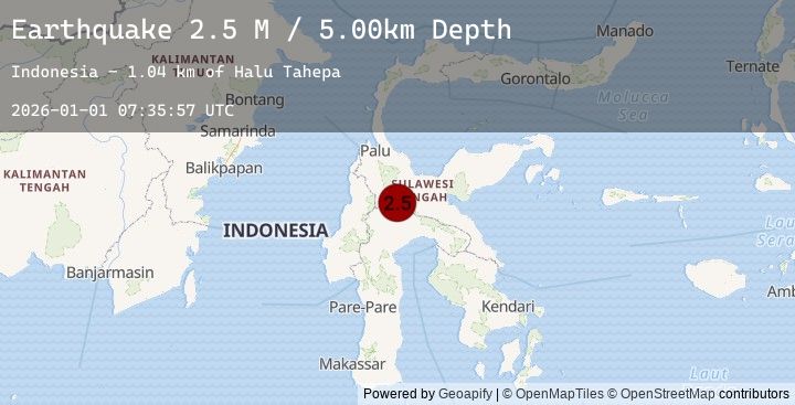 Map of Sulawesi, Indonesia