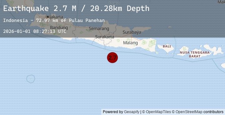 Map of South of Java, Indonesia