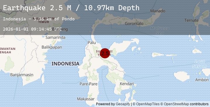 Map of Sulawesi, Indonesia