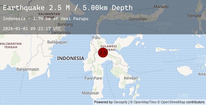 Map of Sulawesi, Indonesia