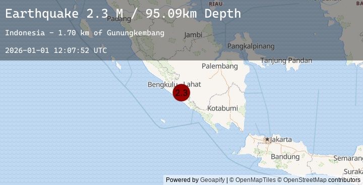 Map of Southern Sumatra, Indonesia