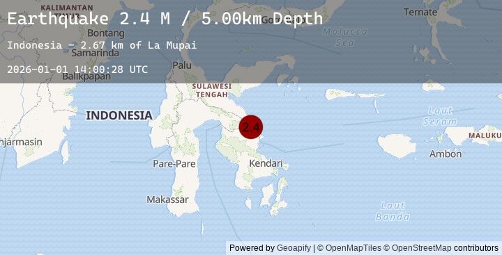 Map of Sulawesi, Indonesia