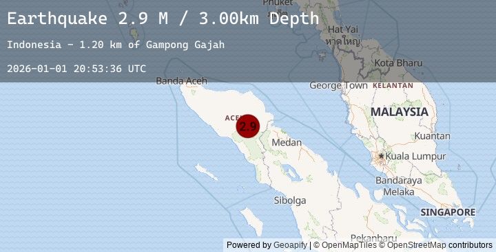 Map of Northern Sumatra, Indonesia