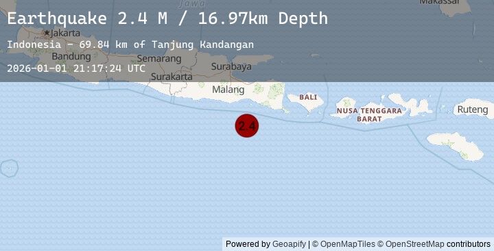 Map of South of Java, Indonesia