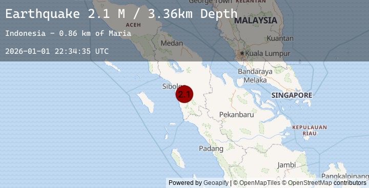 Map of Northern Sumatra, Indonesia