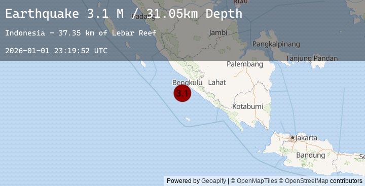 Map of Southern Sumatra, Indonesia