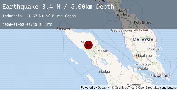 Map of Northern Sumatra, Indonesia