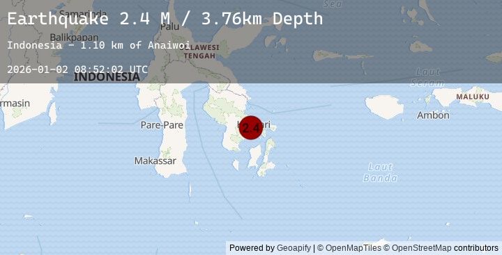 Map of Sulawesi, Indonesia