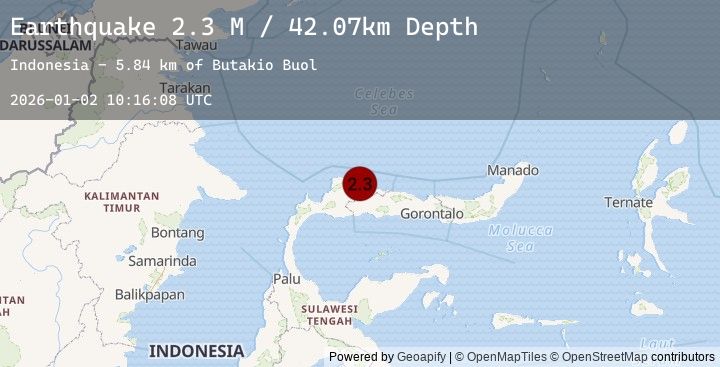 Map of Minahassa Peninsula, Sulawesi
