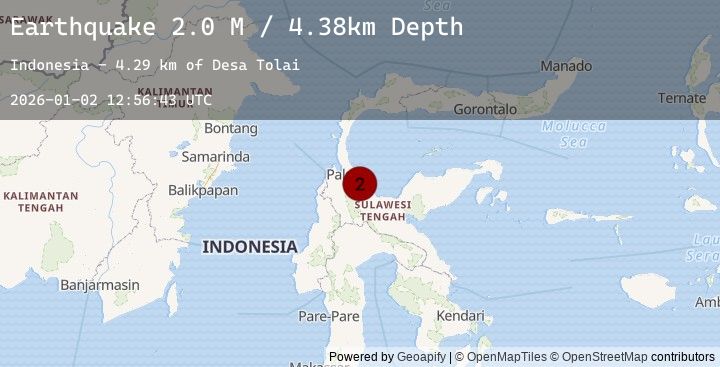 Map of Sulawesi, Indonesia