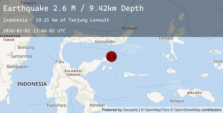 Map of Minahassa Peninsula, Sulawesi
