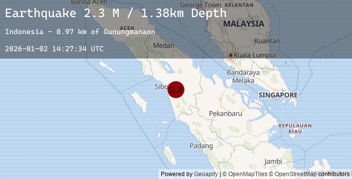 Map of Northern Sumatra, Indonesia