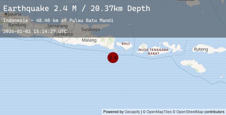 Map of South of Bali, Indonesia