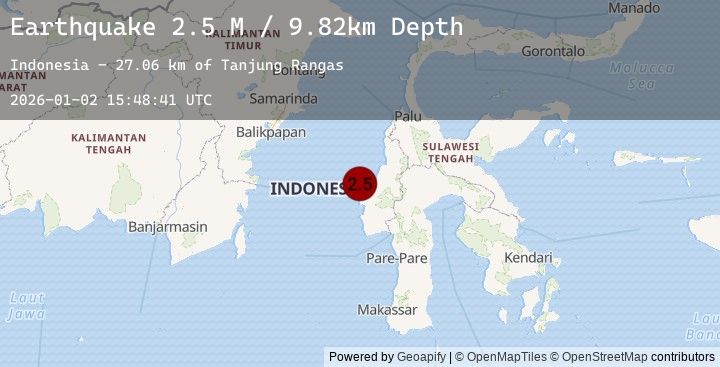 Map of Sulawesi, Indonesia