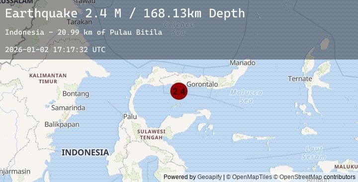 Map of Minahassa Peninsula, Sulawesi