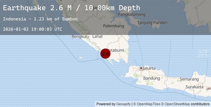 Map of Southern Sumatra, Indonesia