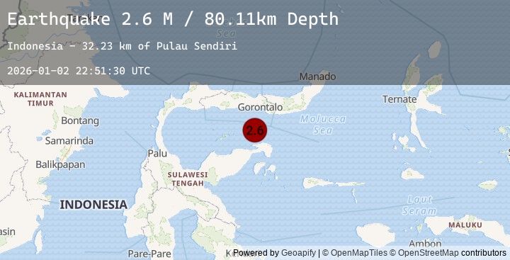 Map of Minahassa Peninsula, Sulawesi